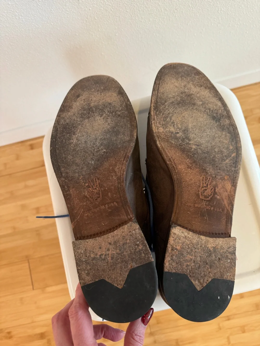 John Varvatos U.S.A. Distressed Brown Leather Cap Toe Oxfords - Size 10